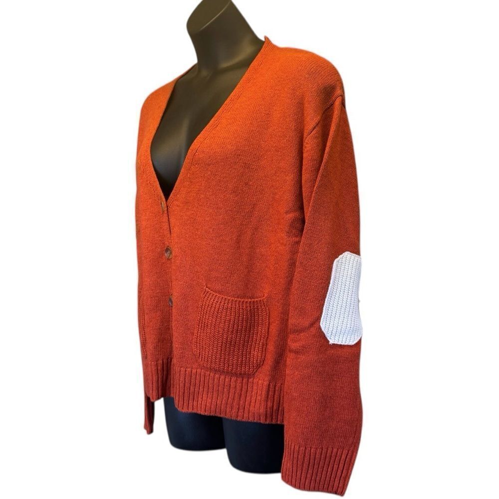 Orange/Red Long Sleeve V Neck Button Down Cardigan 2XL/3XL NWT - Heimish - Picture 10 of 15